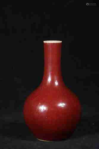 A CHINESE LANG KILN RED GLAZED GALL-BLADDER VASE