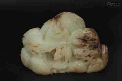 A CHINESE HETIAN JADE ROCKERY ORNAMENT, QING DYNASTY