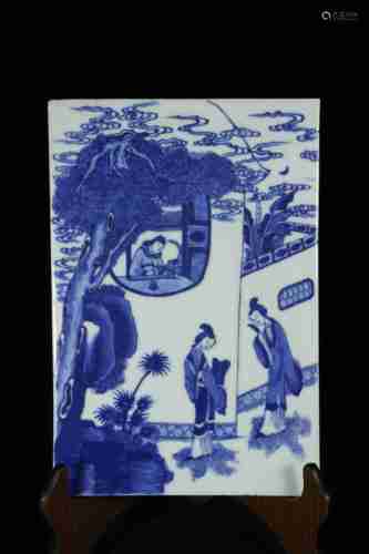 A CHINESE BLUE AND WHITE PORCELAIN PLAQUE, KANGXI PERIOD