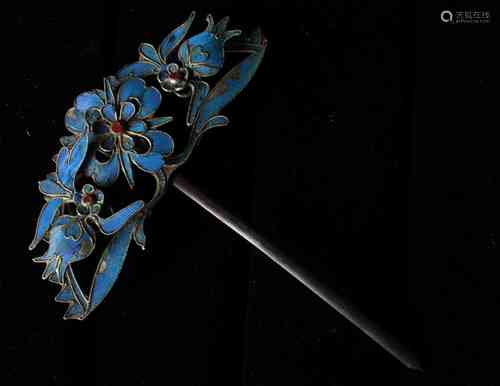 A CHINESE KINGFISHER HAIRPIN, QING DYNASTY