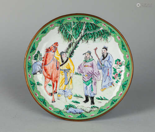 Chinese Enameled on Copper Plate