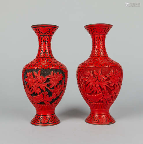 Chinese Export Cinnabar Vases