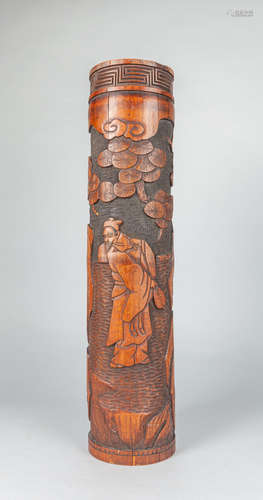 Tall Chinese Carved Bamboo Pot