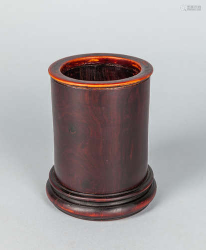 Chinese Carved Wood Brush Pot