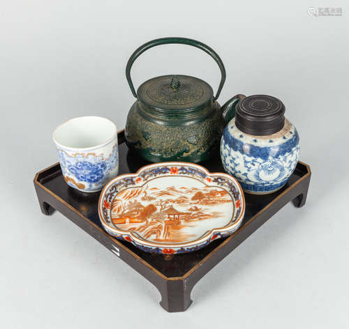 Set Japanese Porcelain & Lacquer Tea Wares