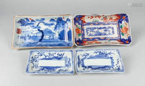 Set Japanese Old Porcelain Long Dishes