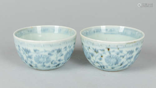 Pair of Chinese Blue White Porcelain Cups