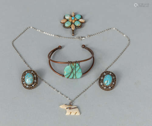 Group Native American Type Shell & Turquoise Jewelries