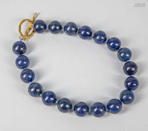 Designed Large Bead Lapis Necklace