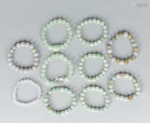 Group of Chinese Export Jadeite Stone Prayer Beads