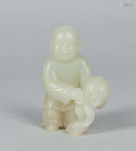 Tall Chinese White Jade Toggle