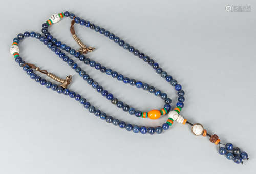 Fine Tibetan Type Lapis & Shell Beads