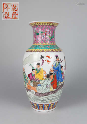 Tall Chinese Famille Rose Porcelain Vases