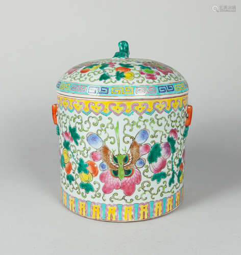 Large Chinese Famille Rose Porcelain Covered Jar