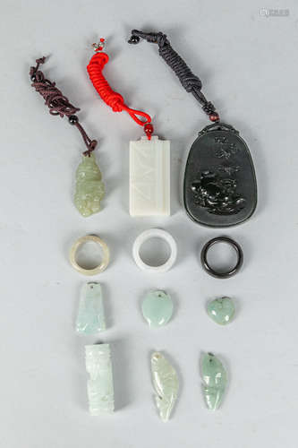 Set Chinese Export Jade and Jadeite Carvings