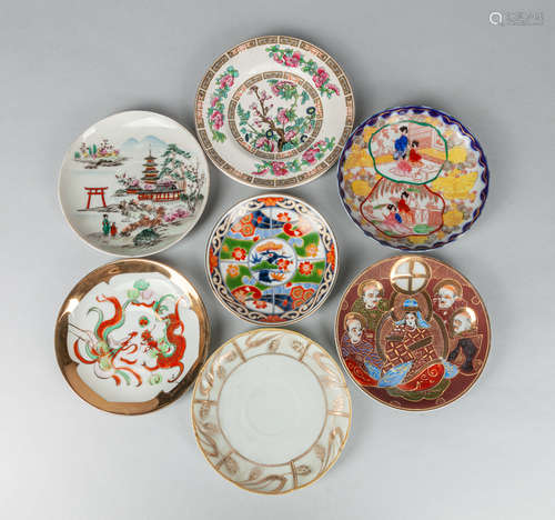 Set Asian Famille Rose Porcelain Dishes