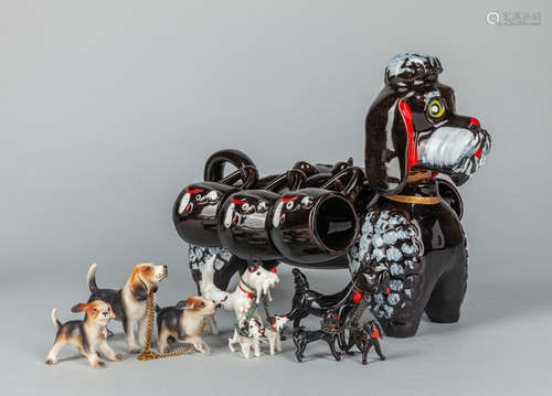 Set Japanese Export Porcelain Dog Items