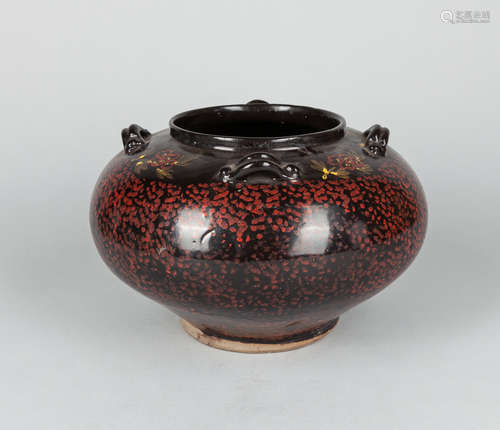 Korean Flambe Glazed Pottery Jar