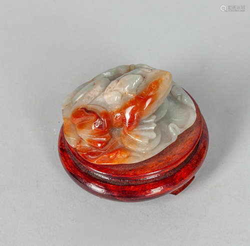 Chinese Red Color Jade Jadeite Carving of Frog