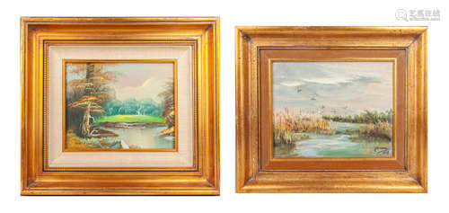 Set of Signed Oil Painting  with Gilt Frames