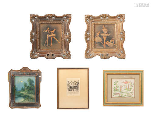 Group of Old Wall Hanging Lithographs