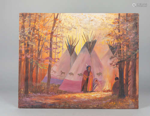 American Indian Type Oil Painting