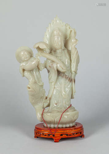 Large Chinese White Jade Carving