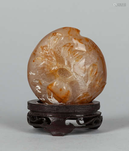 Chinese Export Cameo Agate Sculpture of Peach