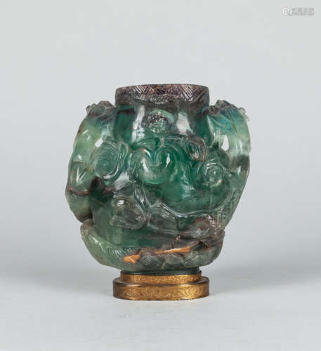 Fine Chinese Carved Crystal Lamp Vase