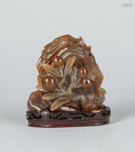 Large Chinese Cameo Agate Carving