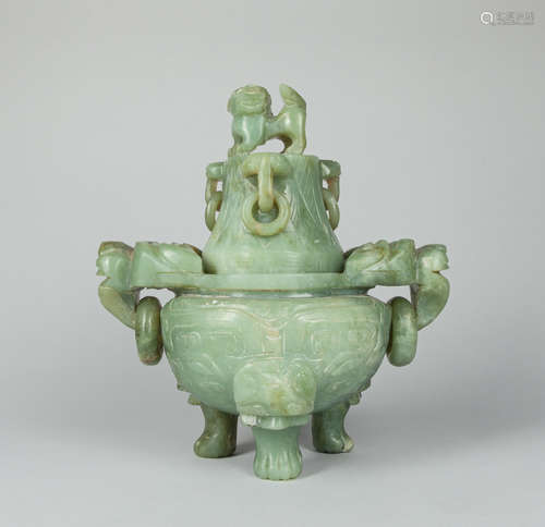 Chinese Green Color Jade Censor