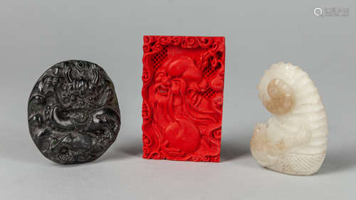 Set Chinese Export Jade and Stone Carvings