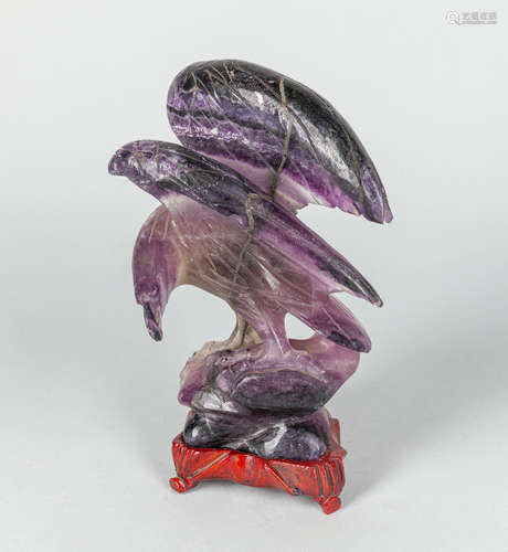 Beautiful Tall Amethyst Carving of Eagle