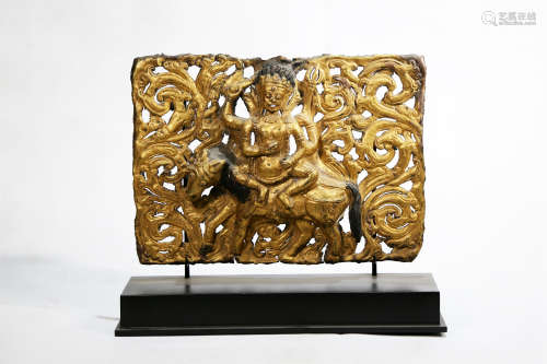 罕见鎏金镂空佛像 A gilded bronze bronze buddha plaque