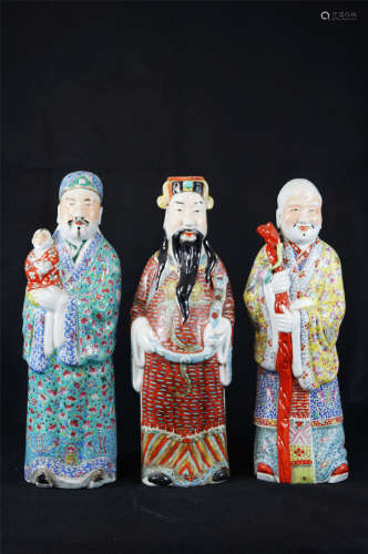 福禄寿造像 A group of porcelain FU LU SHOU figures