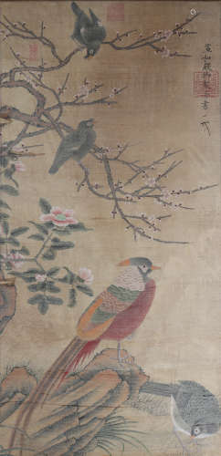 中国书画 花鸟 A Chinese painting with birds and flowers