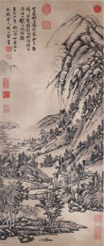 中国书画 墨色山水 An ink calligraphy landscape painting