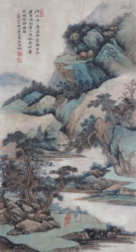 中国书画 山水人物 A Chinese landscape and figure painting