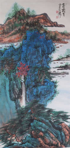 中国书画 泼彩山水 A Chinese landscape painting