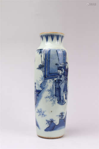 青花人物故事纹桶瓶 A blue and white figure vase