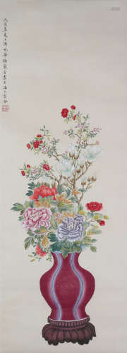 中国书画 盆景花卉 A Chinese flower painting