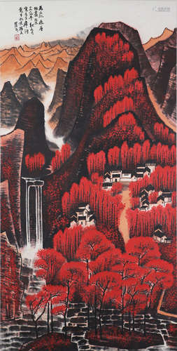 中国书画 红遍江南  A chinese painting of southern china