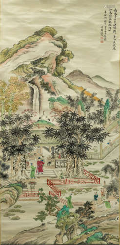 中国书画 人物山水 A Chinese landscape painting