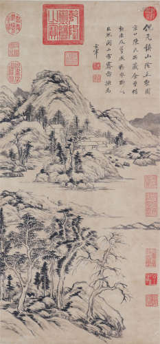 中国书画 墨色山水 A Chinese ink landscape painting