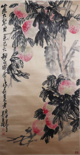 中国书画 寿桃 A Chinese peaches landscape
