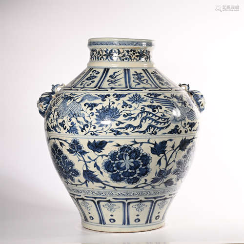 Blue and white jar of Yuan Dynasty