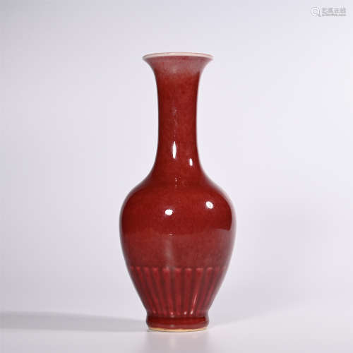 Qing Kangxi red glaze bottle