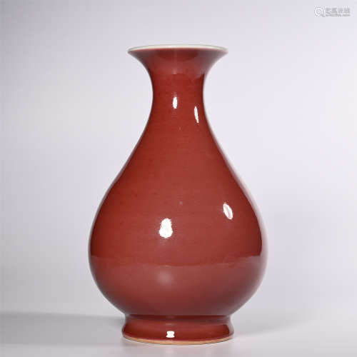 Qing Yongzheng red glaze jade vase spring