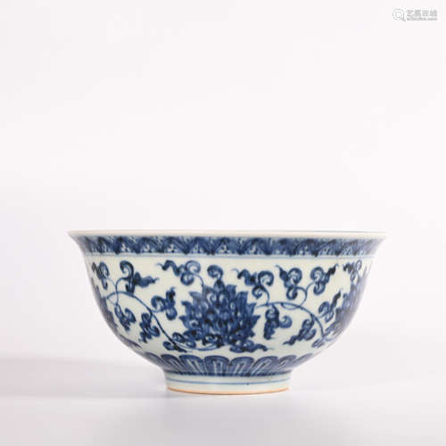 Xuande blue and white lotus bowl of Ming Dynasty