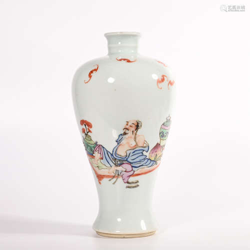 The story of plum vase with pastel characters in Kangxi period of Qing Dynasty